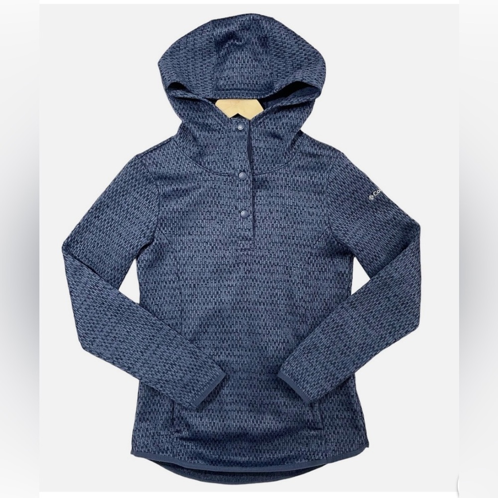 Woman’s Bluish Gray Polo Collar Hoodie Relaxed Fit- Medium